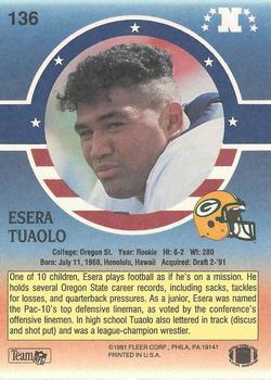1991 Fleer Stars 'n Stripes #136 Esera Tuaolo Back