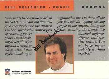1991 Pro Line Portraits - Autographs #NNO Bill Belichick Back