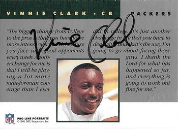 1991 Pro Line Portraits - Autographs #NNO Vinnie Clark Back