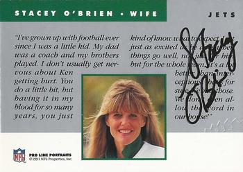 1991 Pro Line Portraits - Spirit Wives Autographs #NNO Stacey O'Brien Back