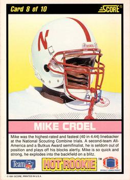 1991 Score - Hot Rookies #8 Mike Croel Back