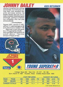 1991 Score - Young Superstars #1 Johnny Bailey Back