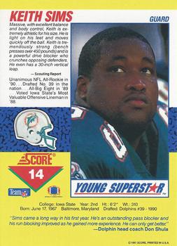 1991 Score - Young Superstars #14 Keith Sims Back
