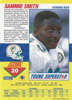 1991 Score - Young Superstars #20 Sammie Smith Back