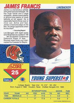1991 Score - Young Superstars #25 James Francis Back