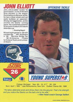 1991 Score - Young Superstars #26 John Elliott Back