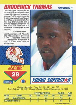 1991 Score - Young Superstars #28 Broderick Thomas Back