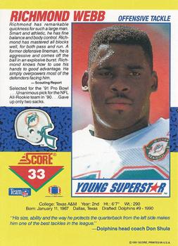 1991 Score - Young Superstars #33 Richmond Webb Back
