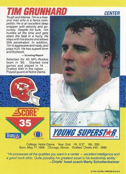 1991 Score - Young Superstars #35 Tim Grunhard Back