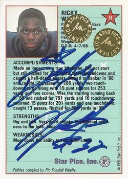 1991 Star Pics - Autographs #39 Ricky Watters Back