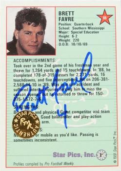 1991 Star Pics - Autographs #65 Brett Favre Back