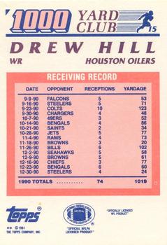 1991 Topps - 1000 Yard Club #15 Drew Hill Back