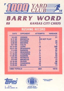 1991 Topps - 1000 Yard Club #16 Barry Word Back