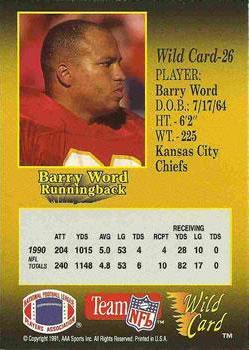 1991 Wild Card - 10 Stripe #26 Barry Word Back