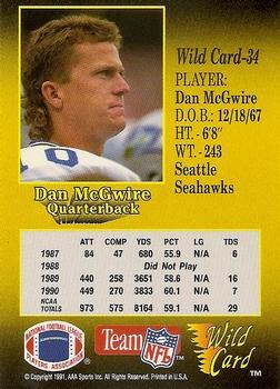 1991 Wild Card - 100 Stripe #34 Dan McGwire Back