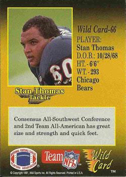 1991 Wild Card - 100 Stripe #66 Stan Thomas Back