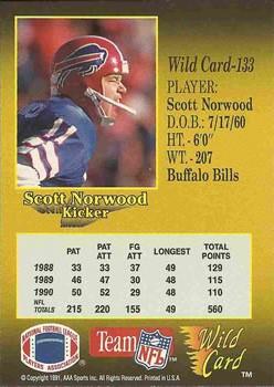 1991 Wild Card - 100 Stripe #133 Scott Norwood Back