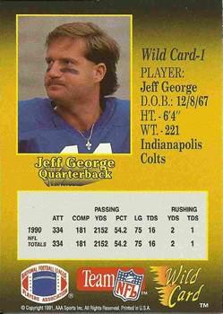 1991 Wild Card - 1000 Stripe #1 Jeff George Back