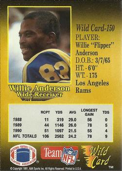 1991 Wild Card - 20 Stripe #150 Willie Anderson Back