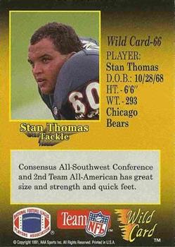 1991 Wild Card - 20 Stripe #66 Stan Thomas Back
