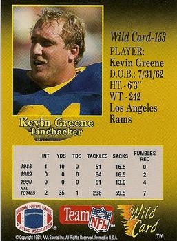 1991 Wild Card - 20 Stripe #153 Kevin Greene Back