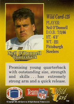1991 Wild Card - 5 Stripe #125 Neil O'Donnell Back