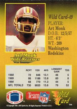 1991 Wild Card - 5 Stripe #49 Art Monk Back