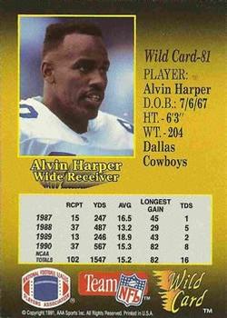 1991 Wild Card - 50 Stripe #81 Alvin Harper Back