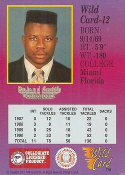 1991 Wild Card Draft - 10 Stripe #12 Roland Smith Back