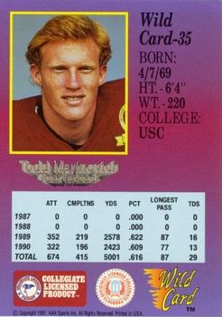 1991 Wild Card Draft - 10 Stripe #35 Todd Marinovich Back