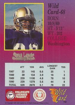 1991 Wild Card Draft - 10 Stripe #68 Greg Lewis Back
