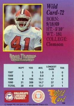 1991 Wild Card Draft - 10 Stripe #72 Doug Thomas Back