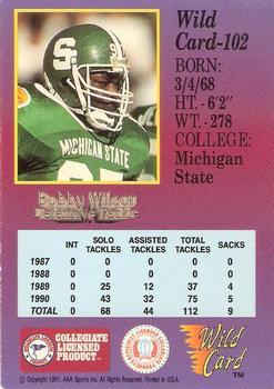 1991 Wild Card Draft - 10 Stripe #102 Bobby Wilson Back