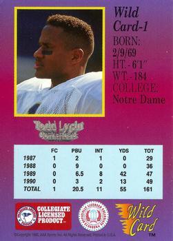 1991 Wild Card Draft - 100 Stripe #1 Todd Lyght Back