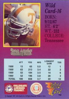 1991 Wild Card Draft - 100 Stripe #16 Greg Amsler Back