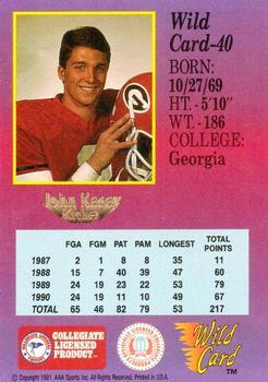 1991 Wild Card Draft - 100 Stripe #40 John Kasay Back