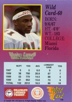 1991 Wild Card Draft - 100 Stripe #60 Wesley Carroll Back