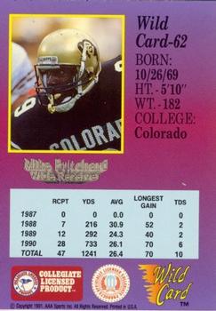 1991 Wild Card Draft - 100 Stripe #62 Mike Pritchard Back