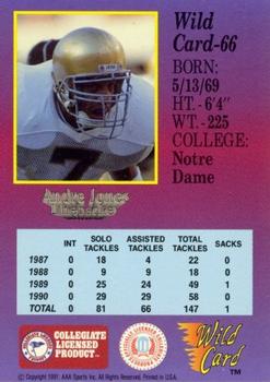 1991 Wild Card Draft - 100 Stripe #66 Andre Jones Back