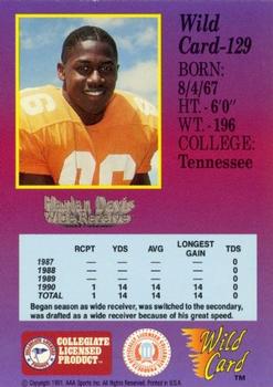 1991 Wild Card Draft - 100 Stripe #129 Harlan Davis Back