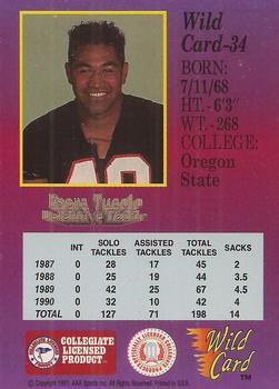 1991 Wild Card Draft - 1000 Stripe #34 Esera Tuaolo Back