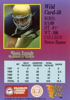 1991 Wild Card Draft - 1000 Stripe #50 Chris Zorich Back