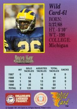 1991 Wild Card Draft - 1000 Stripe #61 Dave Key Back