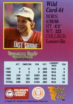 1991 Wild Card Draft - 1000 Stripe #64 Browning Nagle Back