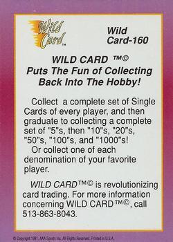 1991 Wild Card Draft - 1000 Stripe #160 Checklist 4: 121-160 Back