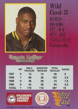 1991 Wild Card Draft - 20 Stripe #75 Kanavis McGhee Back