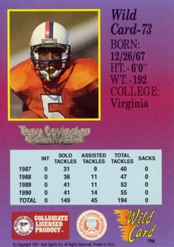 1991 Wild Card Draft - 5 Stripe #73 Tony Covington Back