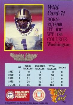 1991 Wild Card Draft - 5 Stripe #74 Charles Mincy Back