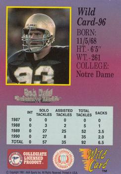1991 Wild Card Draft - 5 Stripe #96 Bob Dahl Back