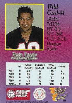 1991 Wild Card Draft - 50 Stripe #34 Esera Tuaolo Back